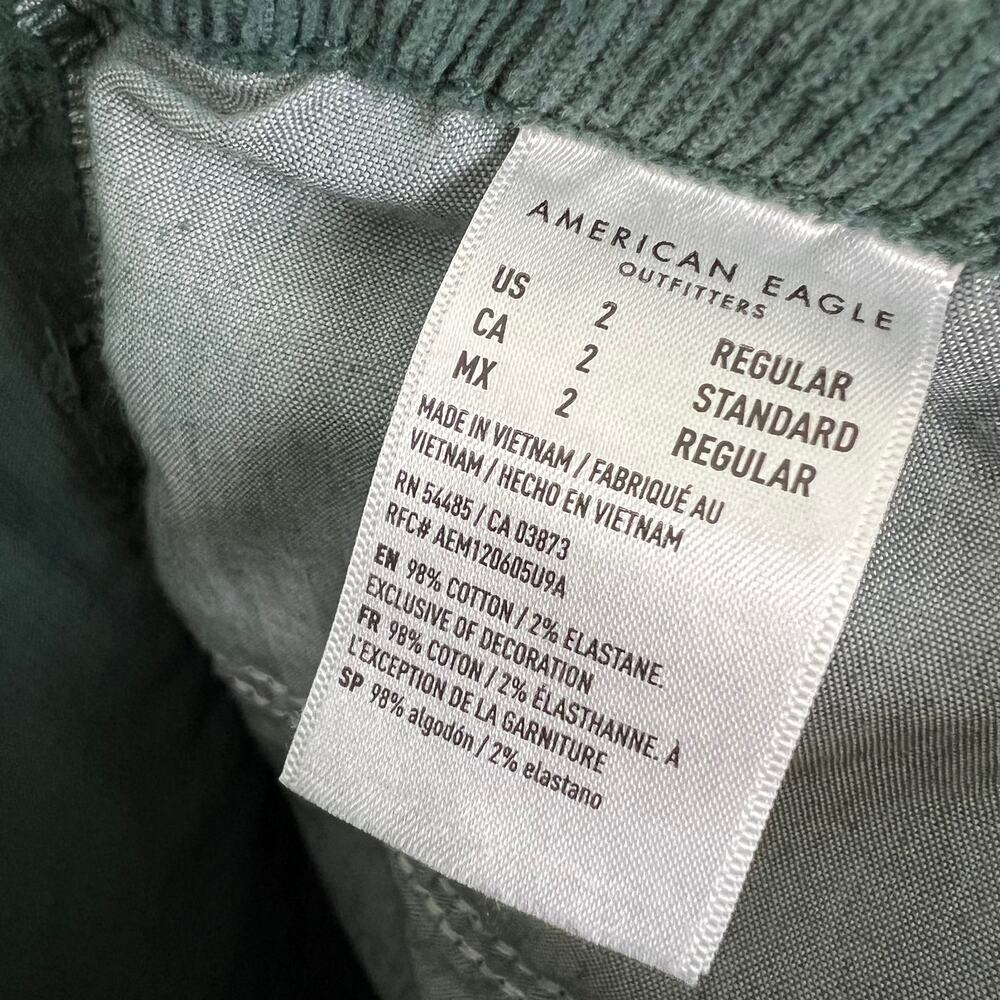 American Eagle Women's Size 2 Corduroy Mom Straight Jeans Teal Green Stretch - Picture 11 of 11